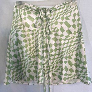 NWT Princess Polly Mini Skirt Green White Gabrielle Satin Size 4 Y2k.